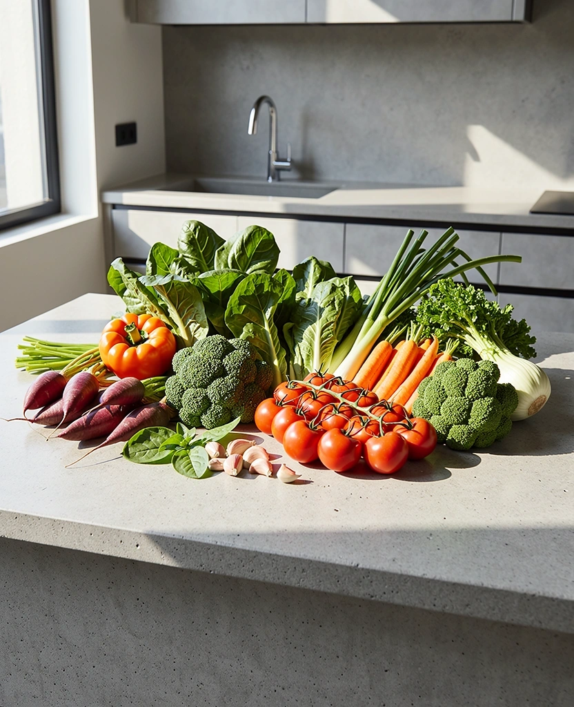 Frische Zutaten auf Beton